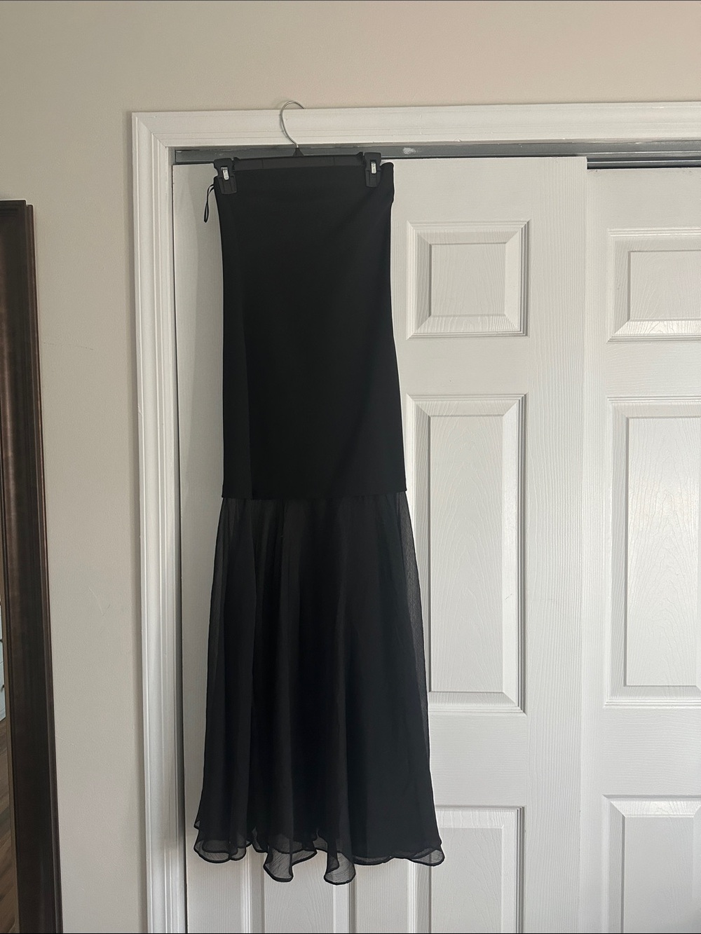 Astr Black Strapless Maxi Dress with Flowy Hem